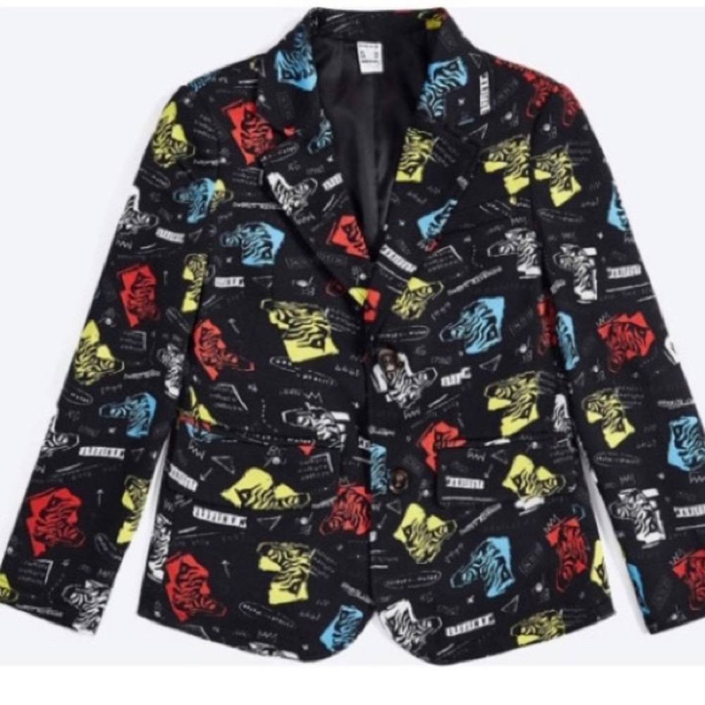 Boys SHEIN Printed Blazer Jacket